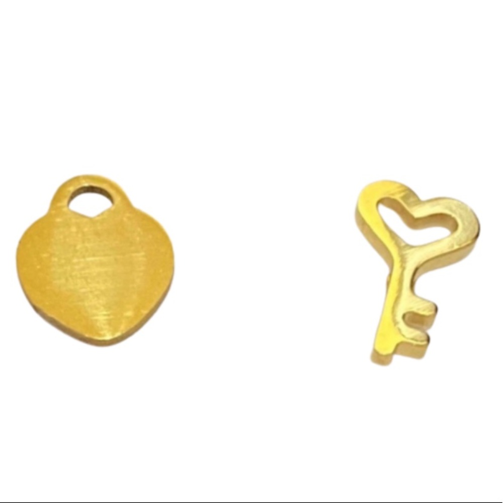 Happy Heart | Lock and Key Stainless Steel Stud Earrings Accessories Jewelry - Picture 2 of 5